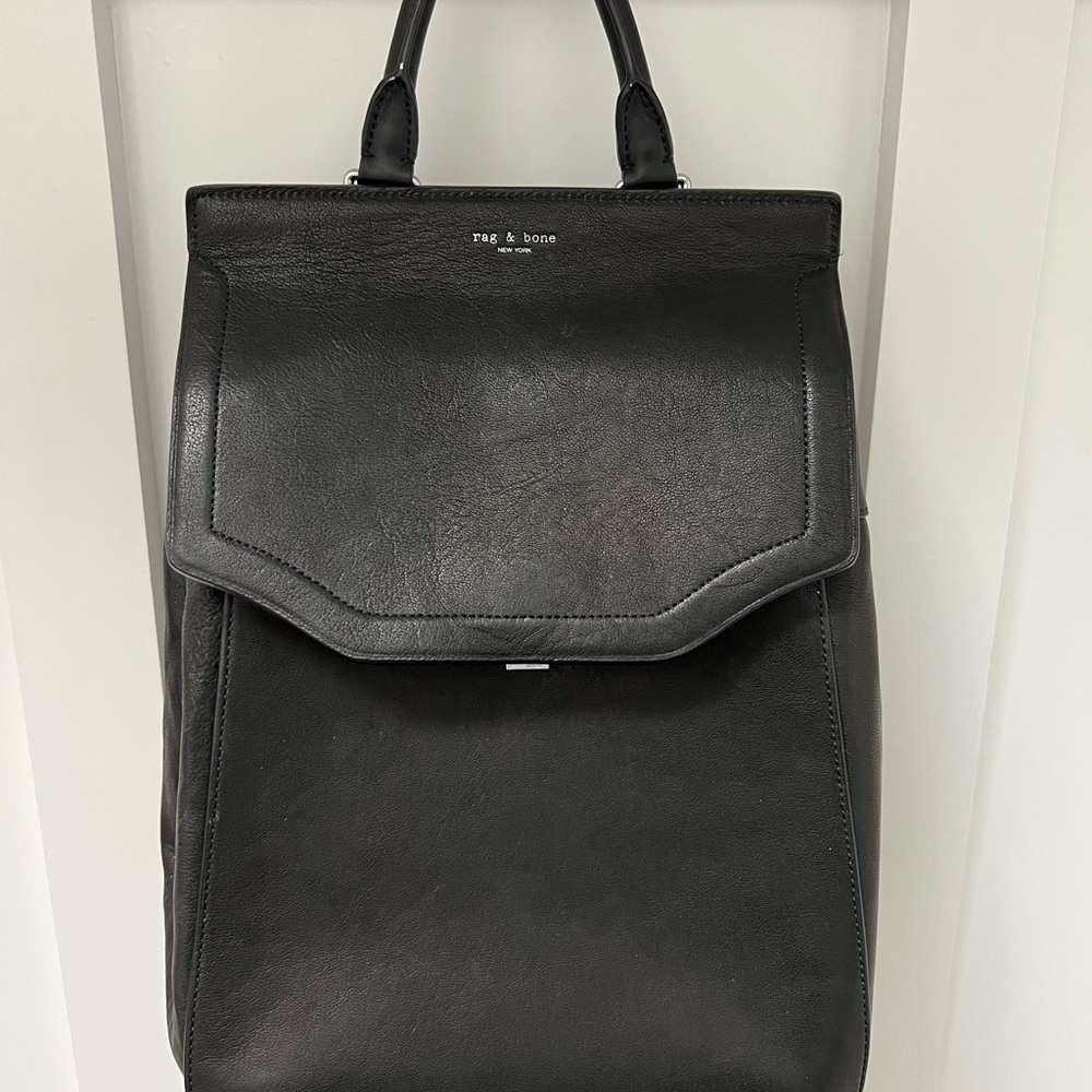 Rag & Bone Backpack Small Pilot Ii-black Leather Shoulder Bag